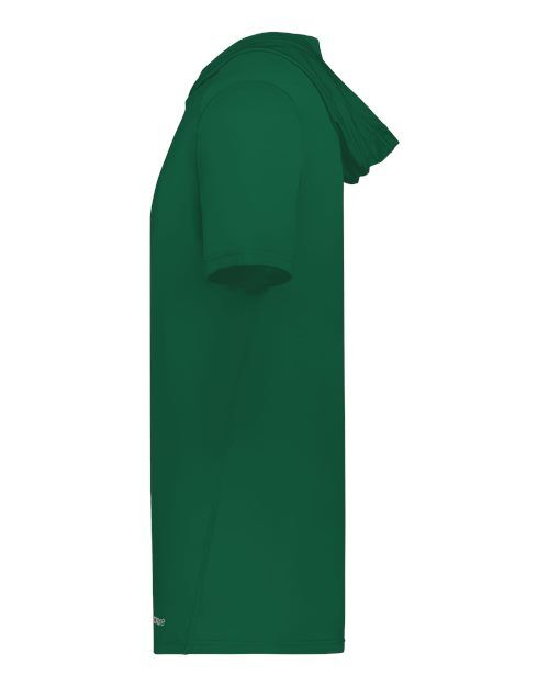 Dark Green - Holloway Hooded T-Shirt Powered by Coolcore with Custom Logo Holloway Men's Hooded T-Shirt Powered by Coolcore in Dark Green, side view