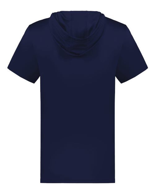 Navy - Holloway Hooded T-Shirt Powered by Coolcore with Custom Logo Holloway Men's Hooded T-Shirt Powered by Coolcore in Navy, back view
