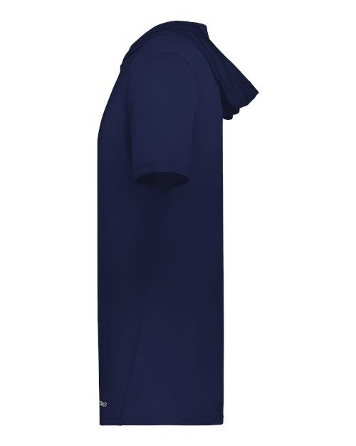 Navy - Holloway Hooded T-Shirt Powered by Coolcore with Custom Logo Holloway Men's Hooded T-Shirt Powered by Coolcore in Navy, side view