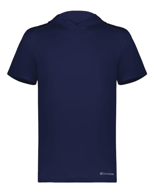 Navy - Men's Hooded T-Shirt Powered by Coolcore Holloway Men's Hooded T-Shirt Powered by Coolcore in Navy, front view