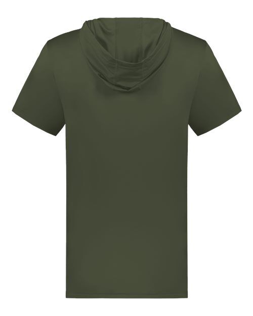 Olive - Holloway Hooded T-Shirt Powered by Coolcore with Custom Logo Holloway Men's Hooded T-Shirt Powered by Coolcore in Olive, back view