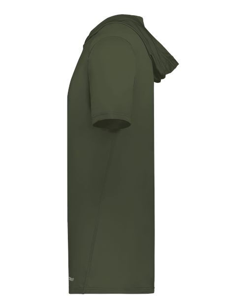 Olive - Holloway Hooded T-Shirt Powered by Coolcore with Custom Logo Holloway Men's Hooded T-Shirt Powered by Coolcore in Olive, side view