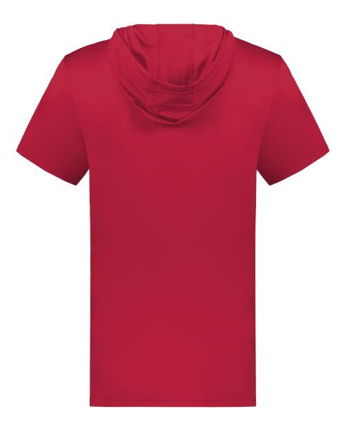 Scarlet - Holloway Hooded T-Shirt Powered by Coolcore with Custom Logo Holloway Men's Hooded T-Shirt Powered by Coolcore in Scarlet, back view
