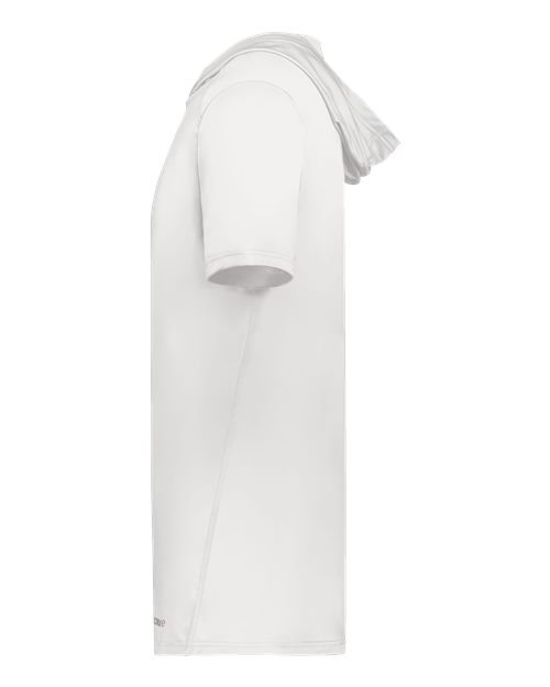 White - Holloway Hooded T-Shirt Powered by Coolcore with Custom Logo Holloway Men's Hooded T-Shirt Powered by Coolcore in White, side view