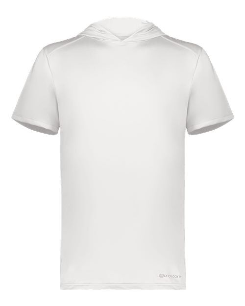 White - Men's Hooded T-Shirt Powered by Coolcore Holloway Men's Hooded T-Shirt Powered by Coolcore in White, front view