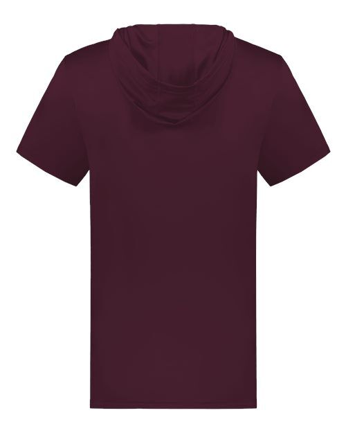 HMaroon - Holloway Hooded T-Shirt Powered by Coolcore with Custom Logo Holloway Men's Hooded T-Shirt Powered by Coolcore in HMaroon, back view