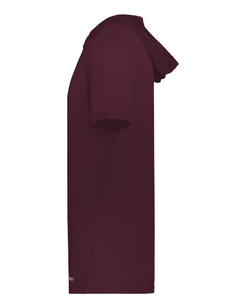HMaroon - Holloway Hooded T-Shirt Powered by Coolcore with Custom Logo Holloway Men's Hooded T-Shirt Powered by Coolcore in HMaroon, side view