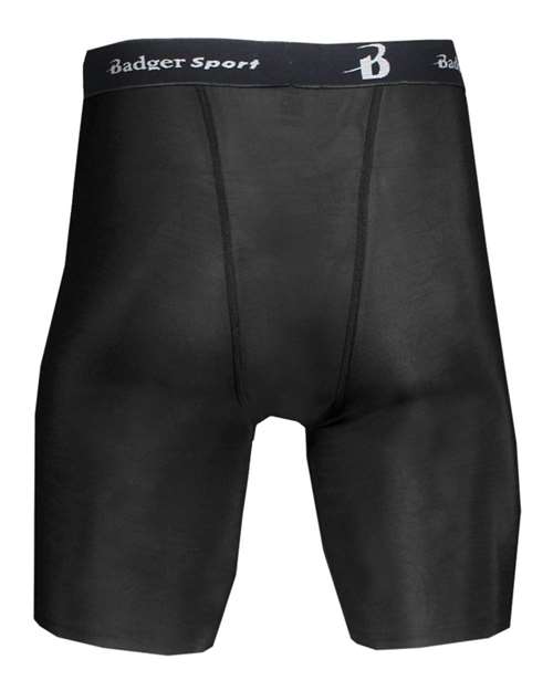 Black - Badger Pro-Compression Shorts for Custom Team Uniforms Badger Men's Pro-Compression Shorts in Black, back view