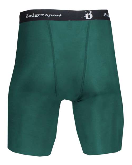 Forest - Badger Pro-Compression Shorts for Custom Team Uniforms Badger Men's Pro-Compression Shorts in Forest, back view