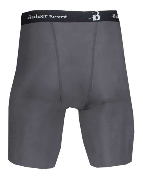 Graphite - Badger Pro-Compression Shorts for Custom Team Uniforms Badger Men's Pro-Compression Shorts in Graphite, back view