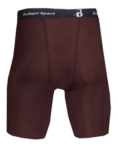 Maroon - Badger Pro-Compression Shorts for Custom Team Uniforms Badger Men's Pro-Compression Shorts in Maroon, back view