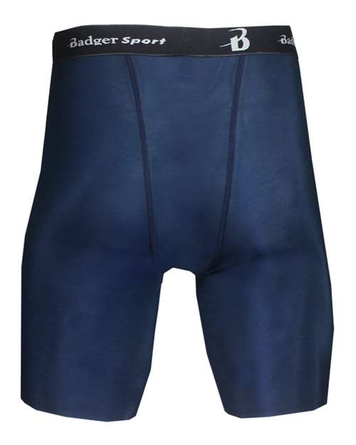 Navy - Badger Pro-Compression Shorts for Custom Team Uniforms Badger Men's Pro-Compression Shorts in Navy, back view