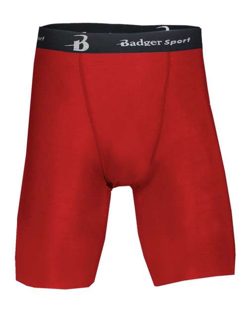 Red - Men's Pro-Compression Shorts Badger Men's Pro-Compression Shorts in Red, front view