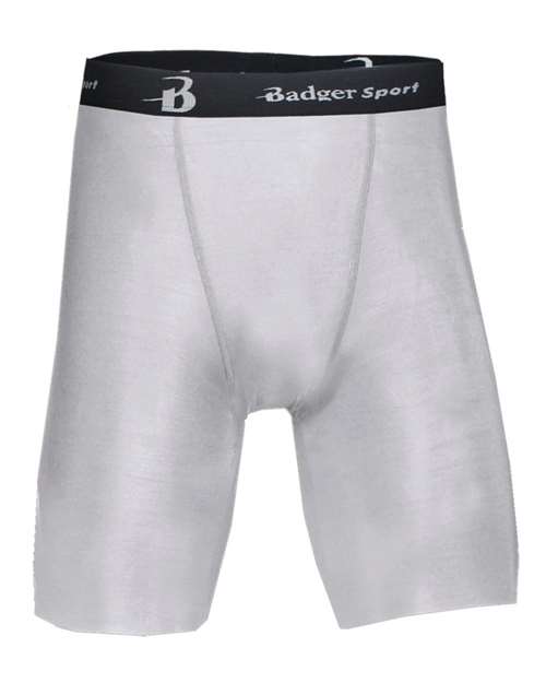 Silver - Men's Pro-Compression Shorts Badger Men's Pro-Compression Shorts in Silver, front view