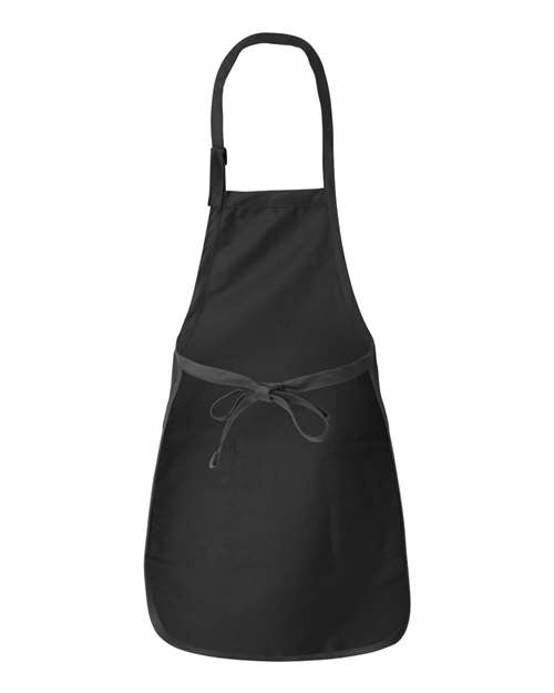 Black - Q-Tees Q4350 Full-Length Apron with Custom Company Logo Q-Tees Full-Length Apron with Pockets in Black, back view