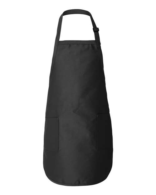Black - Full-Length Apron with Pockets Q-Tees Full-Length Apron with Pockets in Black, front view