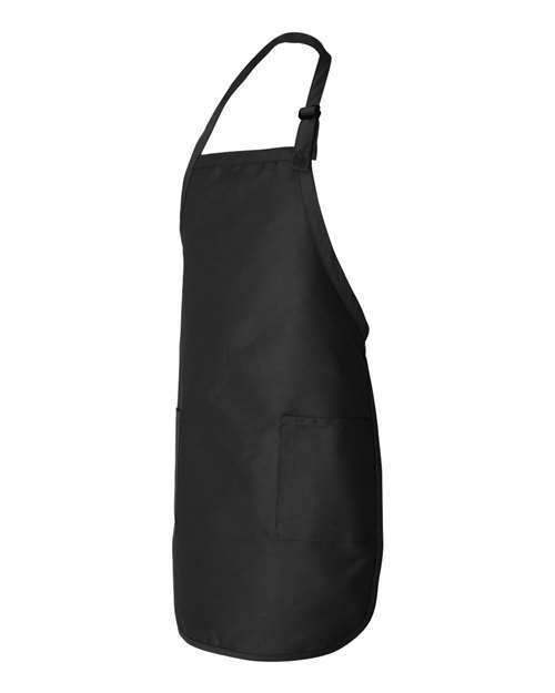 Black - Q-Tees Q4350 Full-Length Apron with Custom Company Logo Q-Tees Full-Length Apron with Pockets in Black