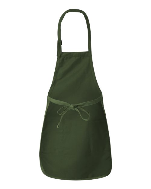 Forest - Q-Tees Q4350 Full-Length Apron with Custom Company Logo Q-Tees Full-Length Apron with Pockets in Forest, back view