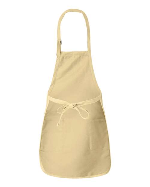 Natural - Q-Tees Q4350 Full-Length Apron with Custom Company Logo Q-Tees Full-Length Apron with Pockets in Natural, back view
