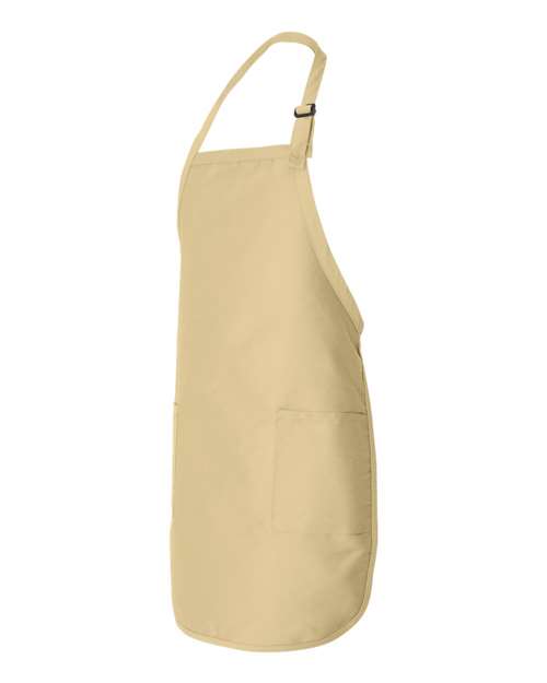 Natural - Q-Tees Q4350 Full-Length Apron with Custom Company Logo Q-Tees Full-Length Apron with Pockets in Natural