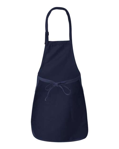 Navy - Q-Tees Q4350 Full-Length Apron with Custom Company Logo Q-Tees Full-Length Apron with Pockets in Navy, back view