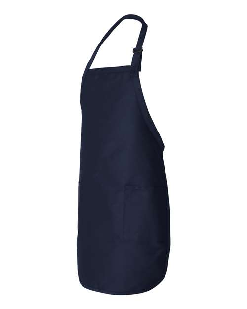 Navy - Q-Tees Q4350 Full-Length Apron with Custom Company Logo Q-Tees Full-Length Apron with Pockets in Navy