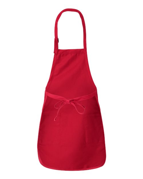 Red - Q-Tees Q4350 Full-Length Apron with Custom Company Logo Q-Tees Full-Length Apron with Pockets in Red, back view