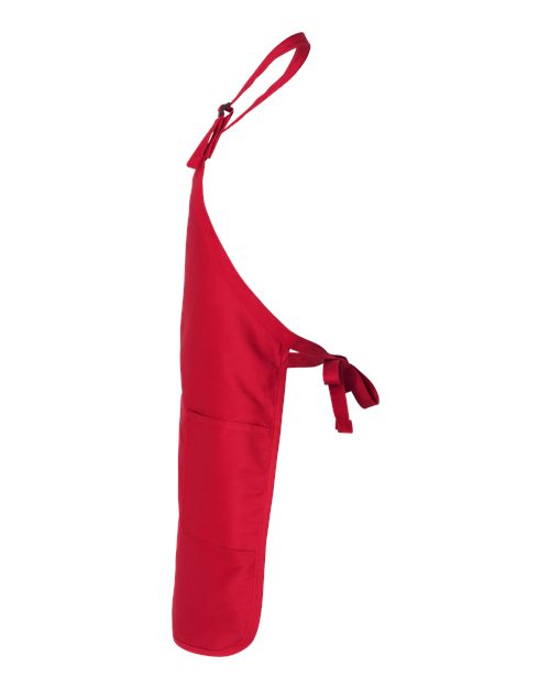 Red - Q-Tees Q4350 Full-Length Apron with Custom Company Logo Q-Tees Full-Length Apron with Pockets in Red, side view