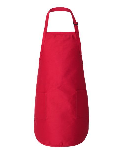 Red - Full-Length Apron with Pockets Q-Tees Full-Length Apron with Pockets in Red, front view