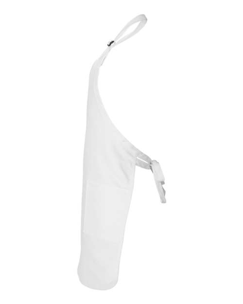 White - Q-Tees Q4350 Full-Length Apron with Custom Company Logo Q-Tees Full-Length Apron with Pockets in White, side view