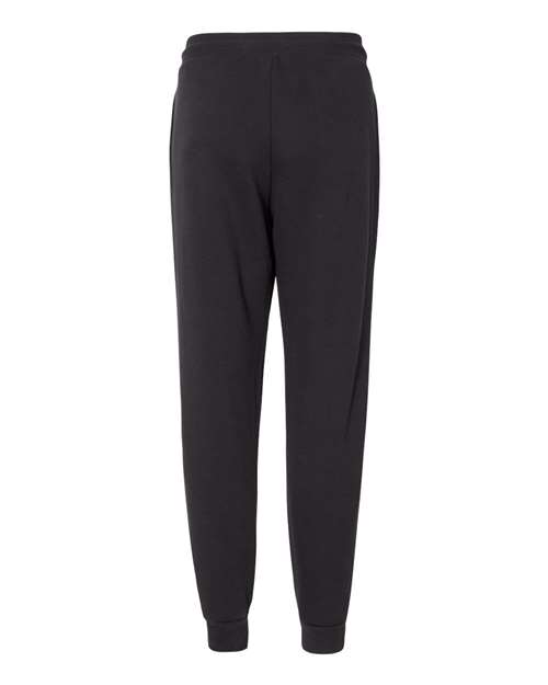 Black - BELLA + CANVAS 3727 Joggers with Custom Logo Decoration BELLA + CANVAS Unisex Sponge Fleece Joggers in Black, back view