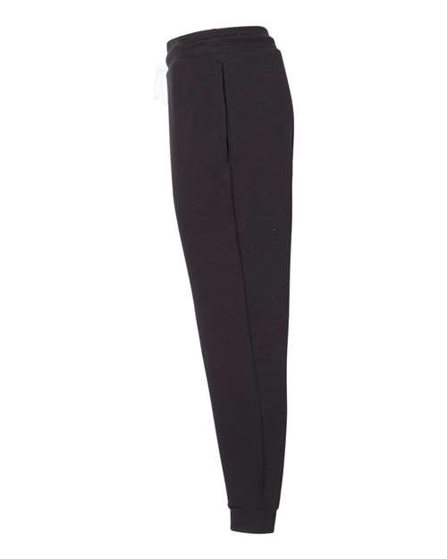 Black - BELLA + CANVAS 3727 Joggers with Custom Logo Decoration BELLA + CANVAS Unisex Sponge Fleece Joggers in Black, side view