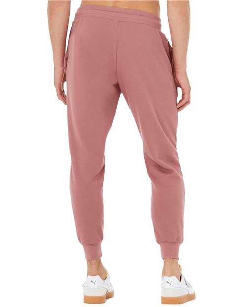 Mauve - BELLA + CANVAS 3727 Joggers with Custom Logo Decoration BELLA + CANVAS Unisex Sponge Fleece Joggers in Mauve, back view on model