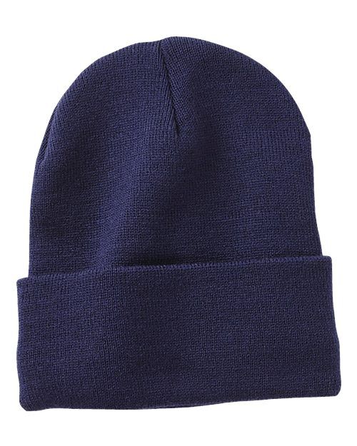 Navy - 12" Jersey Lined Cuffed Beanie Sportsman 12″ Jersey Lined Cuffed Beanie in Navy, front view