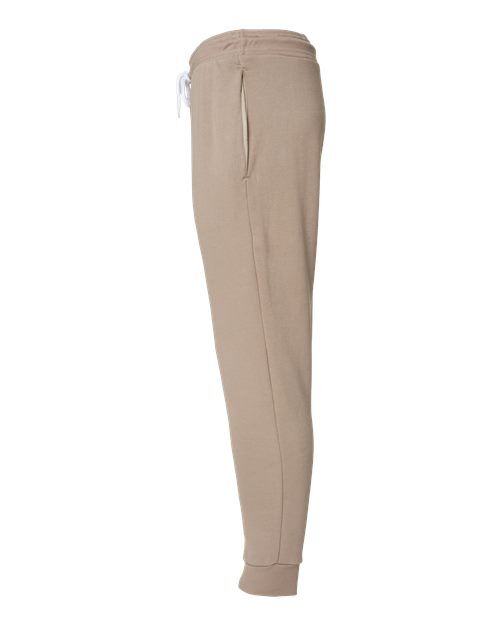 Tan - BELLA + CANVAS 3727 Joggers with Custom Logo Decoration BELLA + CANVAS Unisex Sponge Fleece Joggers in Tan, side view