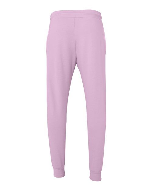 Lilac - BELLA + CANVAS 3727 Joggers with Custom Logo Decoration BELLA + CANVAS Unisex Sponge Fleece Joggers in Lilac, back view