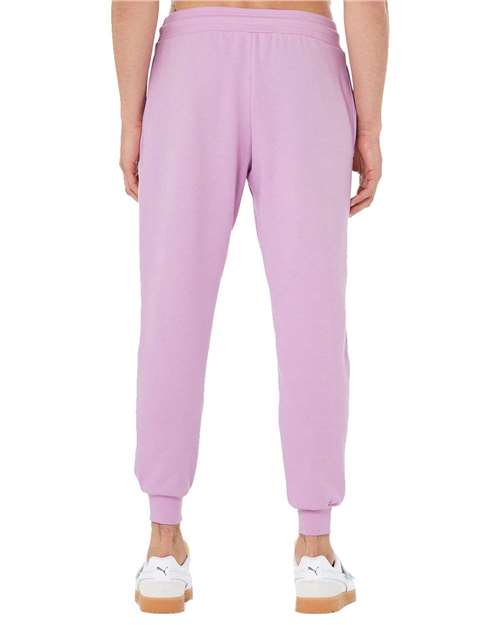 Lilac - BELLA + CANVAS 3727 Joggers with Custom Logo Decoration BELLA + CANVAS Unisex Sponge Fleece Joggers in Lilac, back view on model