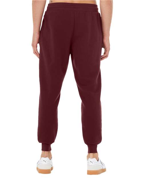 Maroon - BELLA + CANVAS 3727 Joggers with Custom Logo Decoration BELLA + CANVAS Unisex Sponge Fleece Joggers in Maroon, back view
