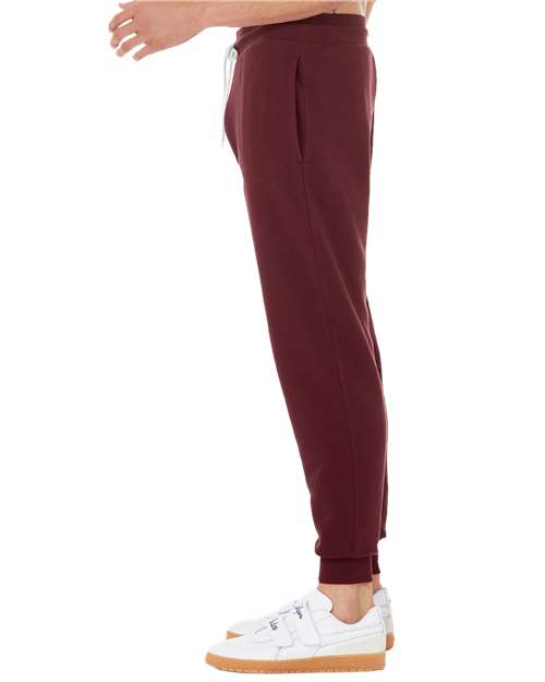 Maroon - BELLA + CANVAS 3727 Joggers with Custom Logo Decoration BELLA + CANVAS Unisex Sponge Fleece Joggers in Maroon, side view