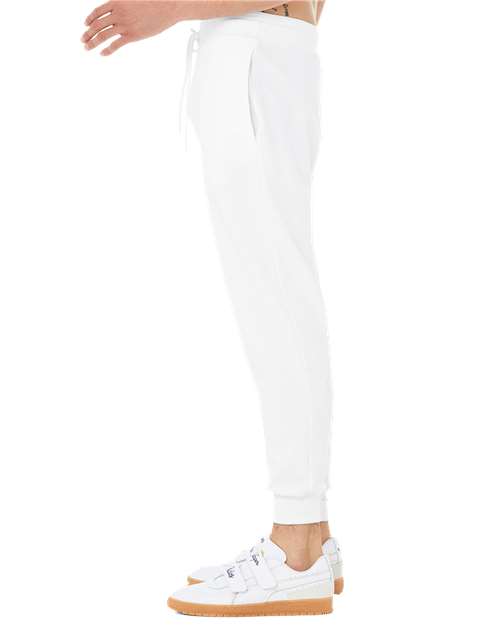 White - BELLA + CANVAS 3727 Joggers with Custom Logo Decoration BELLA + CANVAS Unisex Sponge Fleece Joggers in White, side view