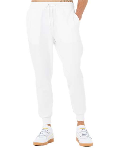 White - Unisex Sponge Fleece Joggers BELLA + CANVAS Unisex Sponge Fleece Joggers in White, front view