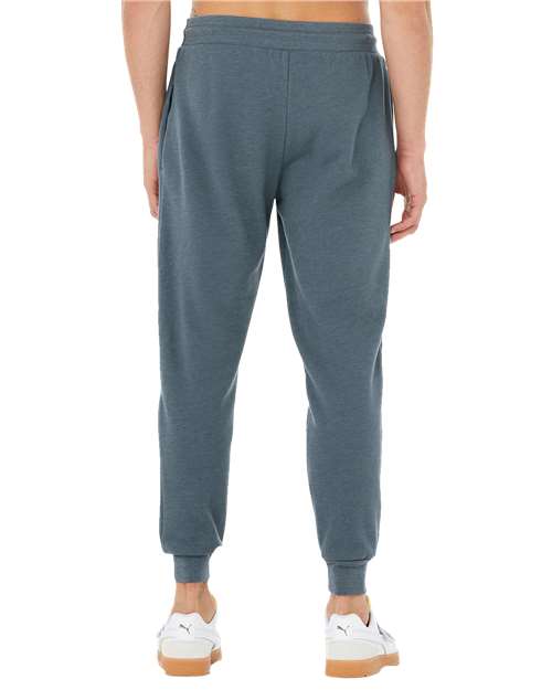 Heather Slate - BELLA + CANVAS 3727 Joggers with Custom Logo Decoration BELLA + CANVAS Unisex Sponge Fleece Joggers in Heather Slate, back view