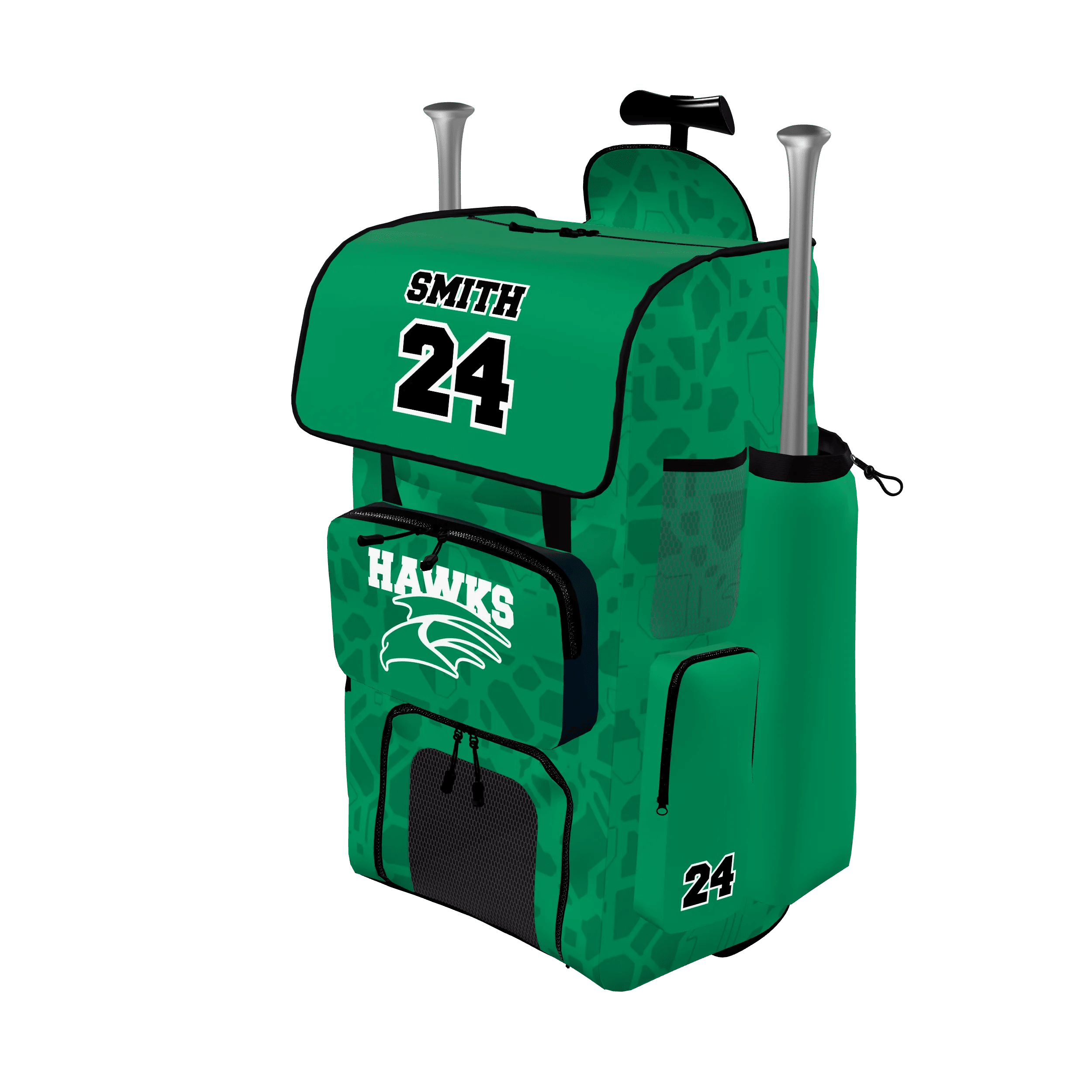 5ace7f96-pr314_option_0_45deg75deg Zuniformers Baseball Bag with Wheels and Handle, angled front view